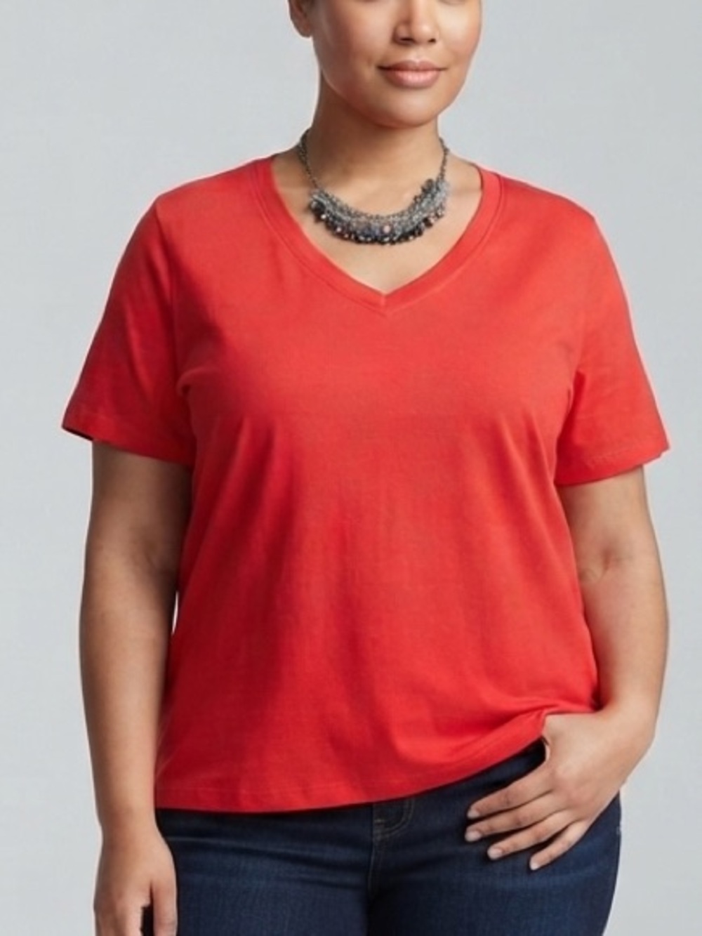 😍SHOW SPECIAL Red V Neck Short Sleeve Stretch Athletic T-Shirt size 2X
